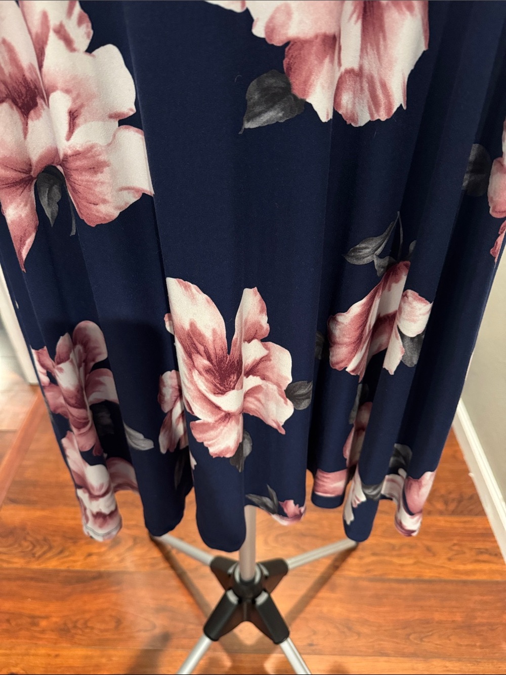 Kaileigh Navy Midi Dress with Pink Floral Print - Picture 7 of 9